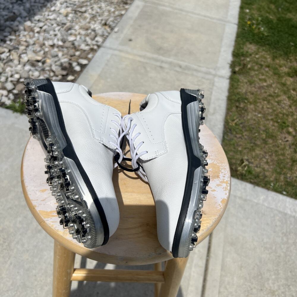 Size EUR 41 aleck Men's Golf Shoes White Athletic Sneaker Plastic Cleats - Picture 9 of 10